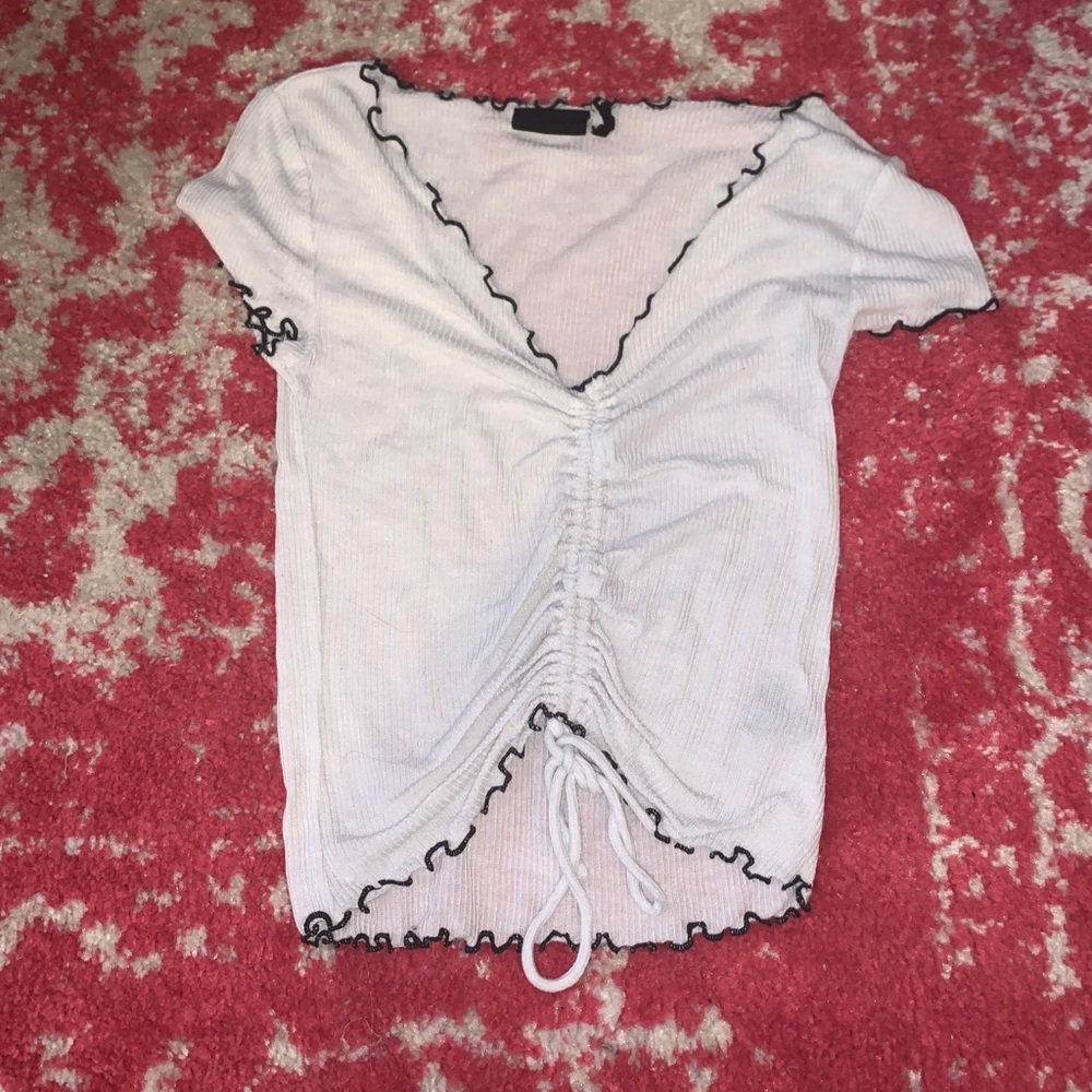 Urban Outfitters white lettuce cut crop top